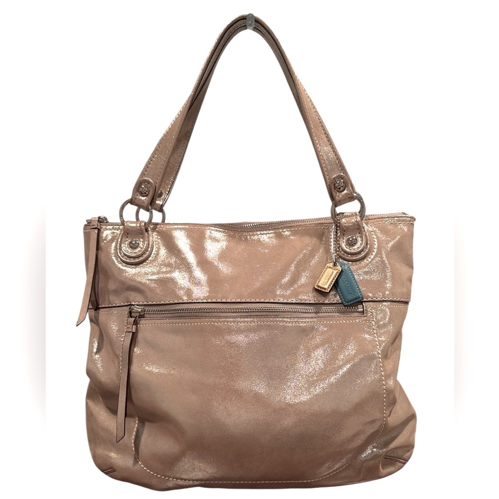 Coach Poppy Glam Tote Champagne Metallic Gold